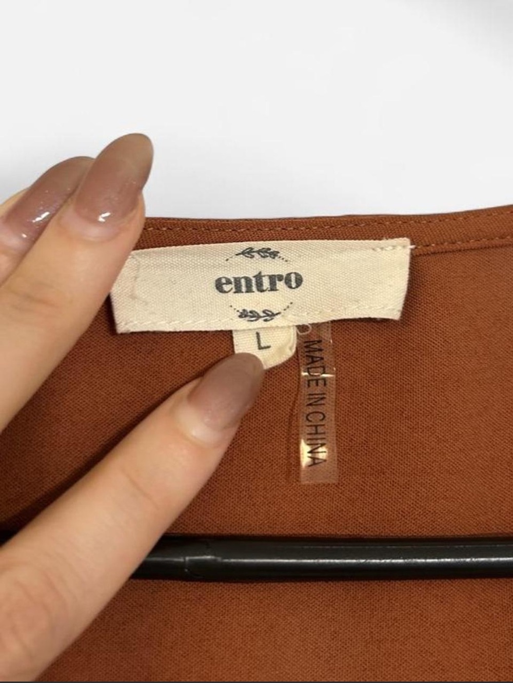 entro Rust-Brown Asymmetrical Button Front Blouse - Picture 3 of 4